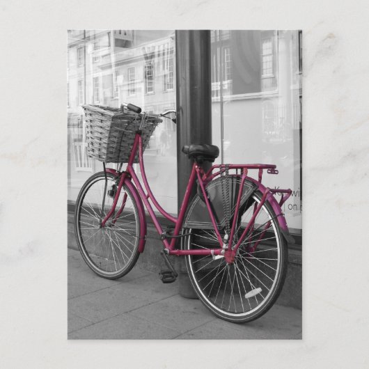 Roze fiets briefkaart (Voorkant)