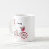 Roze Fiets en Hartballonnen Gepersonaliseerde Mok (Voorkant links)