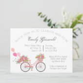 Roze  fiets Floral Vrijgezellenfeest Kaart (Staand voorkant)