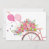 Roze  fiets Floral Vrijgezellenfeest Kaart (Achterkant)