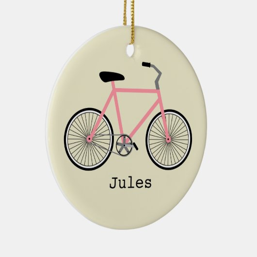 Roze fiets gepersonaliseerde versiering keramisch ornament (Rechts)