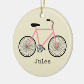 Roze fiets gepersonaliseerde versiering keramisch ornament (Links)
