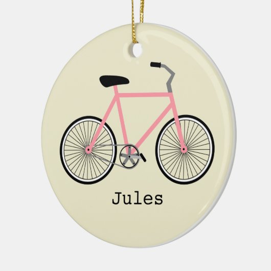 Roze fiets gepersonaliseerde versiering keramisch ornament (Links)