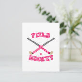 Roze fiets Hockey-Logo Briefkaart (Staand voorkant)