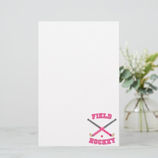 Roze fiets Hockey-Logo Briefpapier (Staand voorkant)