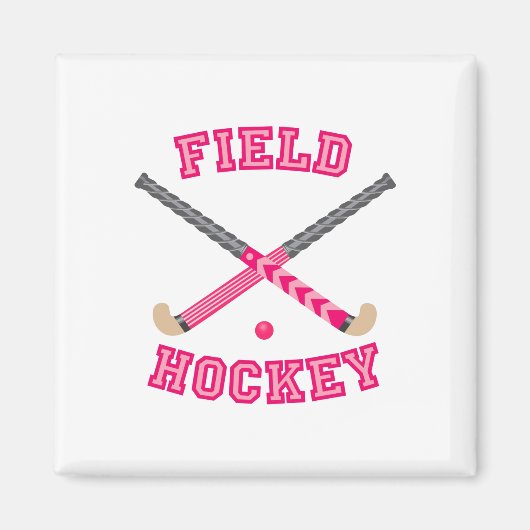 Roze fiets Hockey-Logo Magneet (Voorkant)