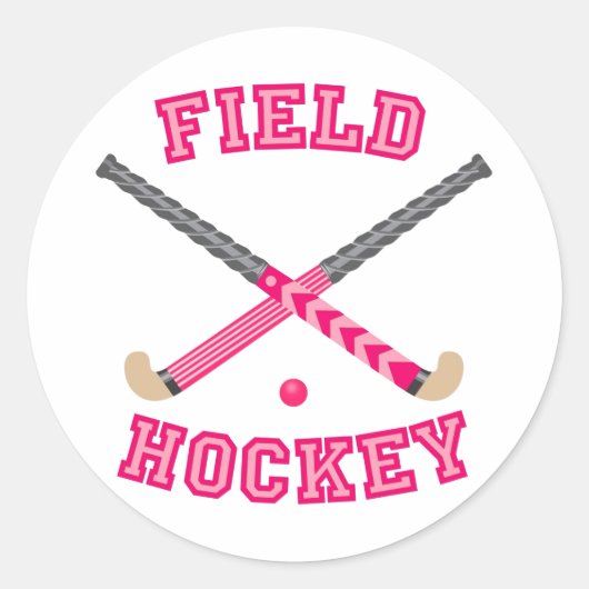 Roze fiets Hockey-Logo Ronde Sticker (Voorkant)