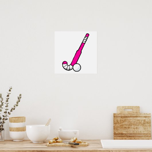 Roze fiets Hockey Stick Poster (Keuken)