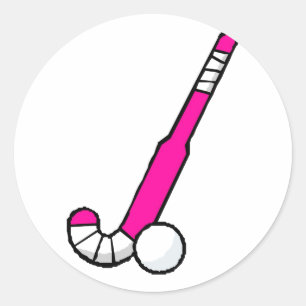 Roze fiets Hockey Stick Ronde Sticker