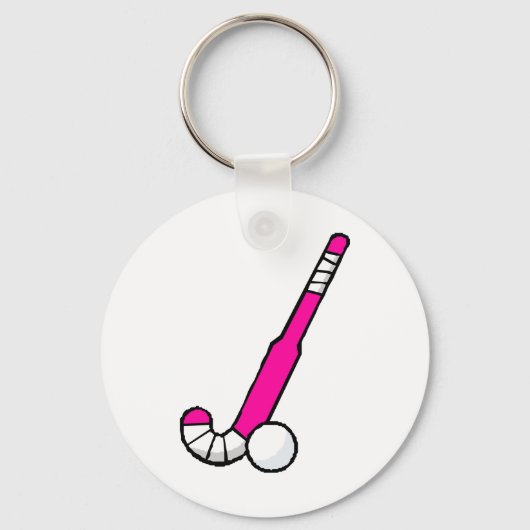 Roze fiets Hockey Stick Sleutelhanger (Voorkant)
