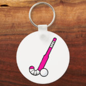 Roze fiets Hockey Stick Sleutelhanger (Voorkant)