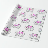 Roze fiets met Cycologist tekst op wit Cadeaupapier (Uitgerold)