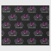 Roze fiets met Cycoloog-tekst Cadeaupapier (Vlak)