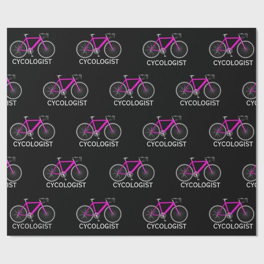 Roze fiets met Cycoloog-tekst Cadeaupapier (Vlak)