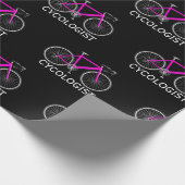 Roze fiets met Cycoloog-tekst Cadeaupapier (Hoek)