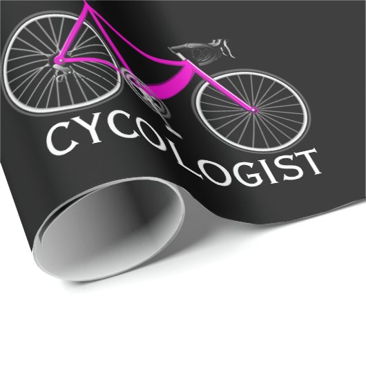 Roze fiets met Cycoloog-tekst Cadeaupapier (Rol Hoek)