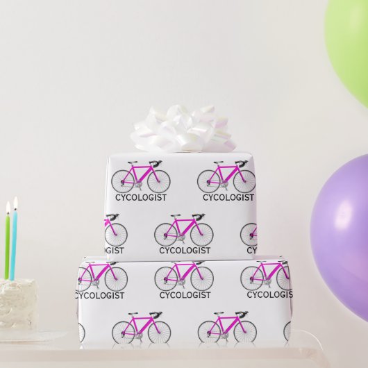 Roze fiets met Cycoloog Tekst op wit Cadeaupapier (Feestgeschenken)