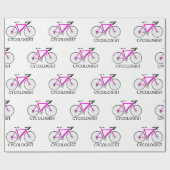 Roze fiets met Cycoloog Tekst op wit Cadeaupapier (Vlak)