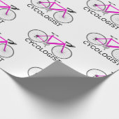 Roze fiets met Cycoloog Tekst op wit Cadeaupapier (Hoek)