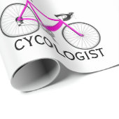 Roze fiets met Cycoloog Tekst op wit Cadeaupapier (Rol Hoek)