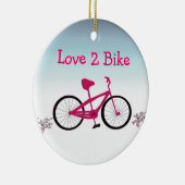 Roze fiets met leuk gezegde keramisch ornament (Rechts)