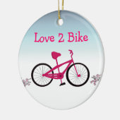 Roze fiets met leuk gezegde keramisch ornament (Links)