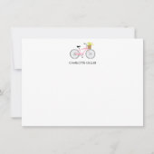 Roze fiets met mand-platte briefkaart (Voorkant)
