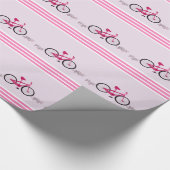 Roze fiets met roze lint cadeaupapier (Hoek)