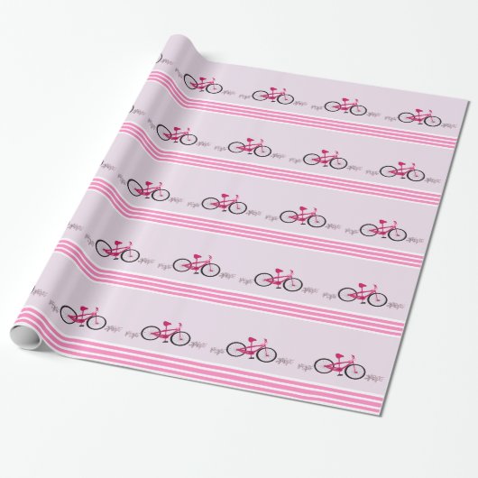 Roze fiets met roze lint cadeaupapier (Uitgerold)