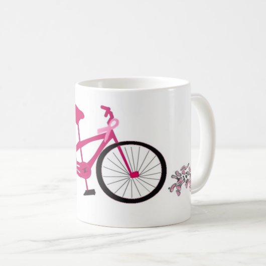 Roze fiets met roze lint koffiemok (Voorkant rechts)