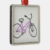 Roze fiets metalen ornament (Rechts)