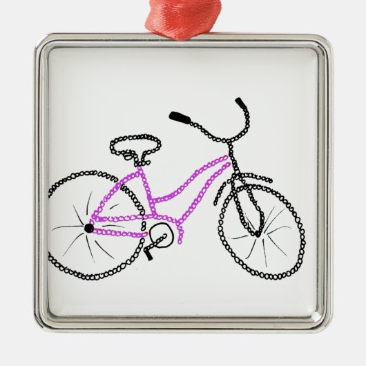Roze fiets metalen ornament (Voorkant)