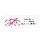 roze fiets op wit etiket (Voorkant)