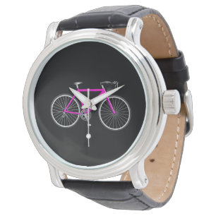 Roze fiets op zwart horloge