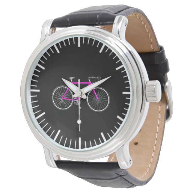 Roze fiets op zwart horloge (Gekanteld)