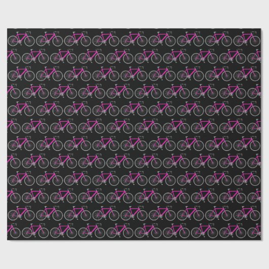 Roze fiets op zwart inpakpapier (Vlak)
