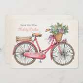 Roze fiets persoonlijke briefkaart (Voorkant / Achterkant)