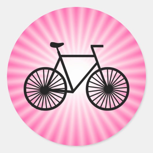 Roze fiets ronde sticker (Voorkant)