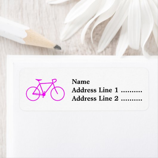Roze fiets silhouet retour adres label (Insitu)