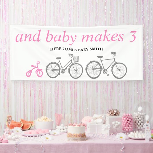 Roze fiets spandoek (Feest)