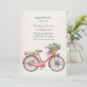 Roze Fiets Uitnodiging (Staand voorkant)