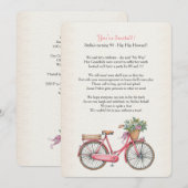 Roze fiets uitnodiging aangepast (Voorkant / Achterkant)