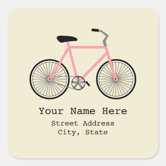 Roze fietsadres Sticker (Voorkant)