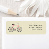 Roze fietsadreslabel etiket (Insitu)