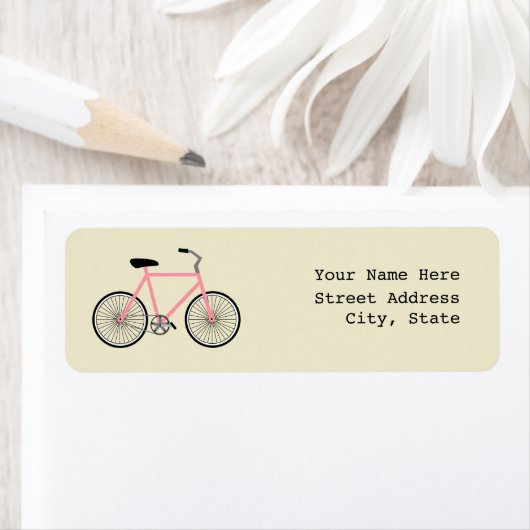 Roze fietsadreslabel etiket (Insitu)