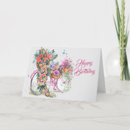 Roze Fietsbloem Verjaardag Kaart