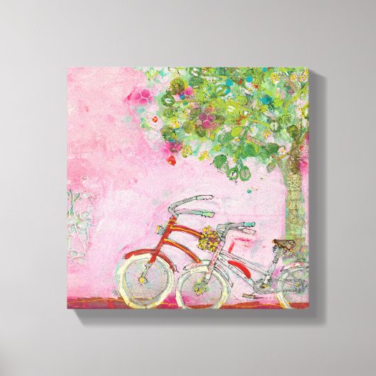 Roze fietsen canvas afdruk (Voorkant)