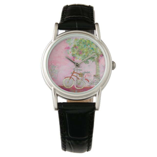 Roze fietsen horloge (Voorkant)