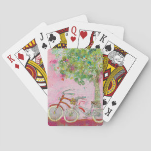 Roze fietsen pokerkaarten