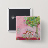 Roze fietsen vierkante button 5,1 cm (Voorkant /achterkant)